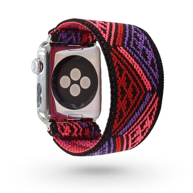 Watchbands Grid Purple Red / 38mm 40mm S-M Elastic Nylon Solo Loop Strap for Apple Watch Band 6 38mm 40mm 42 mm 44 mm for Iwatch Series 6 5 4 3 2 Watch Replacement Strap|Watchbands|
