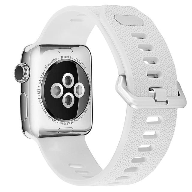 Watchbands White / 38mm or 40mm rubber Band strap for Apple Watch bands 4 5 40mm 44mm Soft Silicone Sport Breathable Strap for iWatch Series 5 4 3 2 1 38MM 42MM|Watchbands|