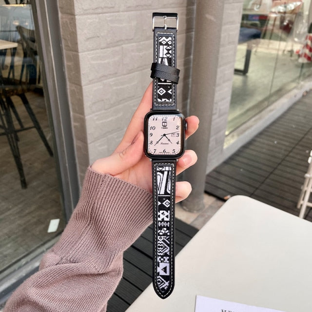 Luxury Vintage Leather Wrist Bracelet Watch Band Strap for Apple Watch 38  40 41 42 44 45 MM IWatch 1 2 3 4 5 6 7 SE Watchbands - AliExpress