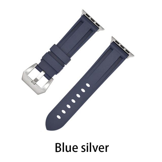 Watchbands blue silver / 38MM or 40MM Camouflage Silicone Strap for Apple Watch 5 4 Band 44 Mm 40mm Sport Watchband Bracelet For IWatch Band 38mm 42mm Series 5 4 3 2|Watchbands|