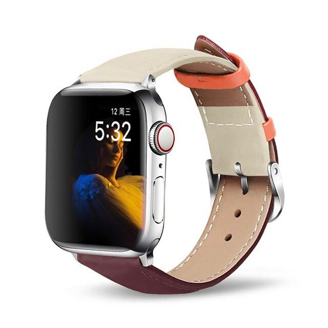 Watchbands Wine red  white / 38MM or 40MM Strap for Apple watch band 44mm 40mm watchband apple watch 5 4 3 2 1 classic leather bracelet belt iwatch 42mm 38mm Accessories|Watchbands|