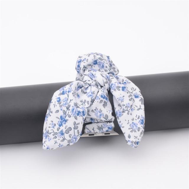 Watchbands blue flower [1714056674] / 38mm /40mm Black red print Victorian Rose ribbon knot band, apple watch band elastic scrunchies straps 38 40 42 44 mm series 5 4 3