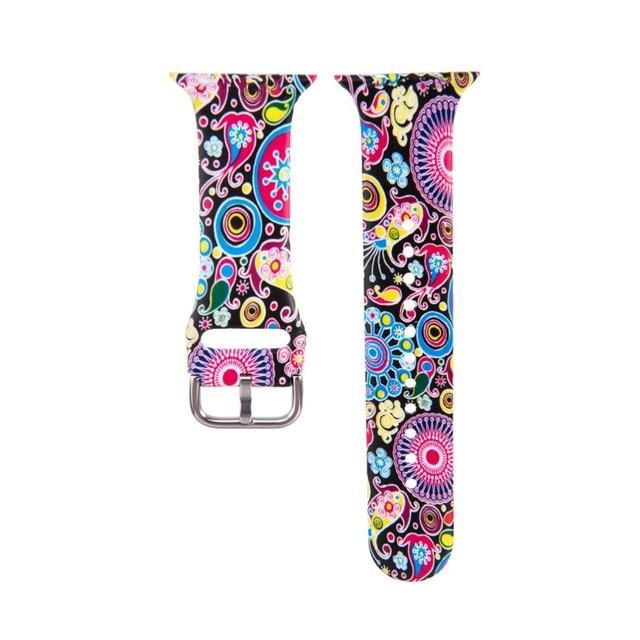 Watchbands Flowers / 38mm 40mm Leopard Printing Silicone Strap for Apple Watch Band 44MM 40MM 38MM 42MM Floral Bracelet Belt for iWatch Series 6 SE 5 4 3 2 1|Watchbands|