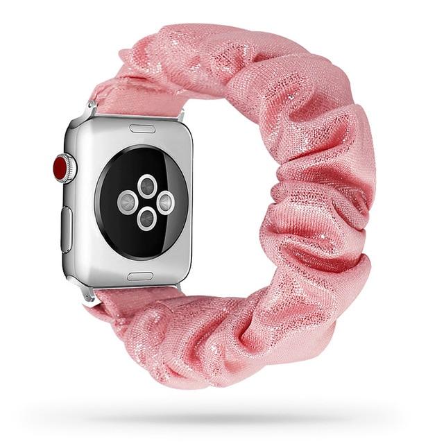 Watchbands Pink-Flash / 38mm or 40mm Scrunchie Elastic Watch Straps for iwatch Bracelet 6 5 4 3 40 44mm Watchband for Apple Watch 6 5 4 3 2 38mm 42mm Band Christmas|Watchbands