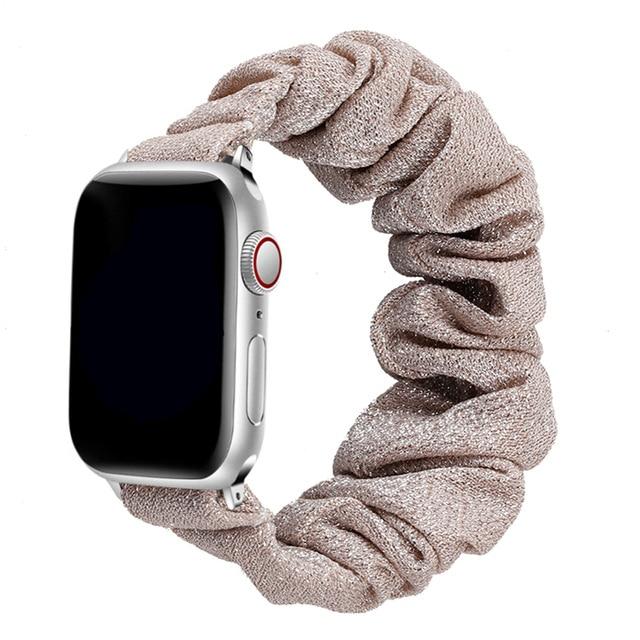 Home Turmeric gold / 38mm or 40mm / S   (119mm-160mm) Scrunchie Strap For Apple watch band 40mm 44mm 42mm 38mm 42 mm Elastic Nylon bracelet Solo Loop iWatch series 6 5 4 3 se band| |