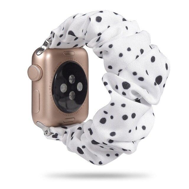 Watchbands Mini Polka White / 38MM or 40MM Copy of Scrunchie Elastic Watch Band for Apple Watch 38mm 40mm 42mm 44mm sport nylon strap for iwatch Series 6 5 4 3 2 1 Bracelet Fabric - USA Fast Shipping