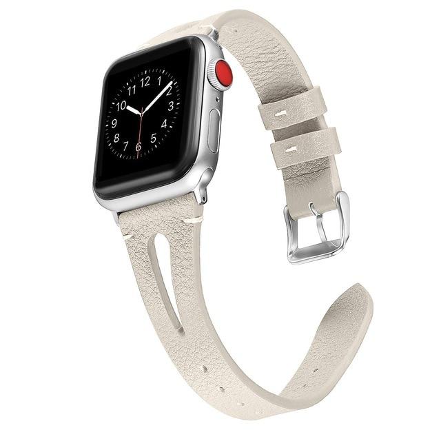 Watchbands Beige / 38mm Leather Bracelet For Apple Watch Band 42/38mm 44/40mm Series 6 SE 5 4 3 For Apple Watch Strap iWatch Watchband women/Men|Watchbands|
