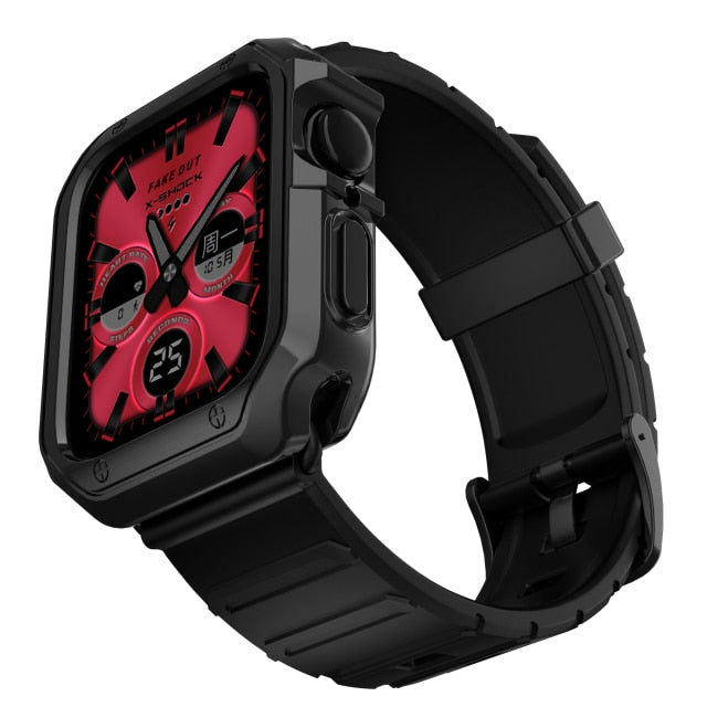Bracelet noir pour Apple Watch Series 4 44mm + Etui silicone TPU