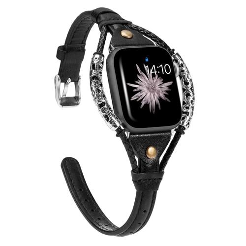 Watchbands black / 38mm Genuine Leather Strap for Apple Watch 38mm Band 42mm Belt 5/4/3/2/1 40mm 44mm metal Bracelet Watchband for Iwatch Accessories|Watchbands|