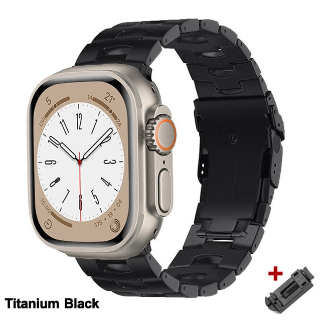 Titanium Alloy Strap For Apple Watch 8 7 Band 45mm 49mm 41mm Smartwatch Bracelet For Apple Iwatch Ultra Se 6 5 4 3 44 38 - Watchbands