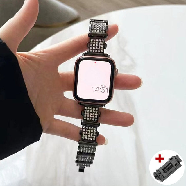 Diamond Stainless Steel Band For Apple Watch Ultra 49mm Women Strap Bracelet For iWatch Series 8 7 45 41mm 6 5 4 3 38 42 40 44mm| |