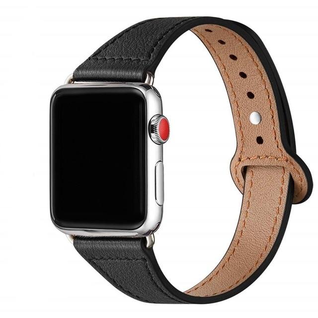 Watchbands black / 38mm or 40mm High Quality Leather Loop Band For Apple Watch Series 6 5 4 Watchband