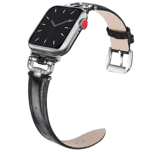 Watchbands Black / 38mm Leather Replacement Strap for Apple Watch Band 38mm 42mm 40mm 44mm Women Bracelet Wristband for iWatch Series 6 SE 5 4 3 2 1|Watchbands|
