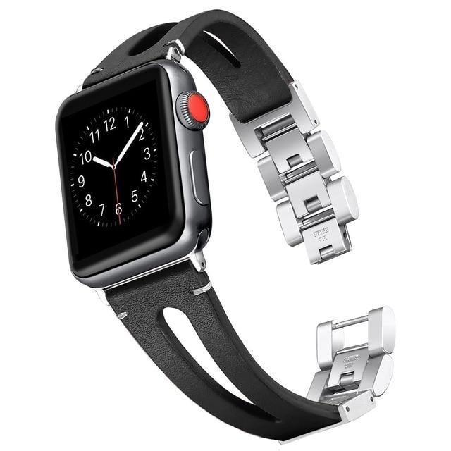 Watchbands black / 38mm Leather loop Bracelet For Apple Watch series 6 SE 5 4 40mm 44mm Watchband Strap for apple watch band 3 2 42mm 38mm Accessories|Watchbands|