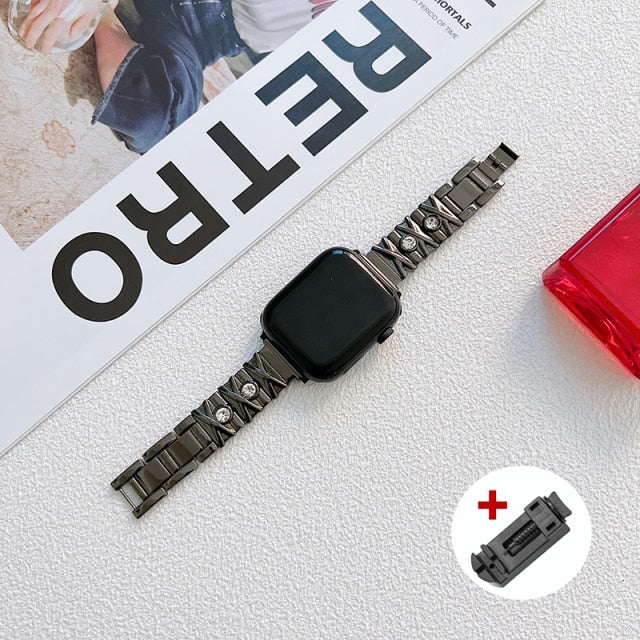 Women Strap for Apple Watch Series 7 6 5 4 Luxury Bracelet Metal Premium Steel Band iWatch 38mm 40mm 41mm 42mm 44mm 45mm |Watchband|