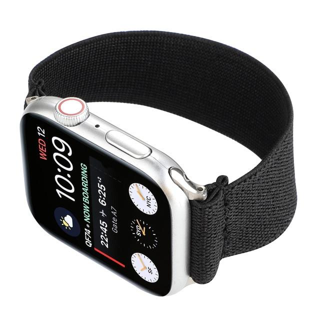 Watchbands Black / 38mm / 40mm Bestseller Mens Elastic Black solid color nylon cotton stretch apple watch band, iwatch large, extra large strap l xl 38/40mm 42/44mm Sale