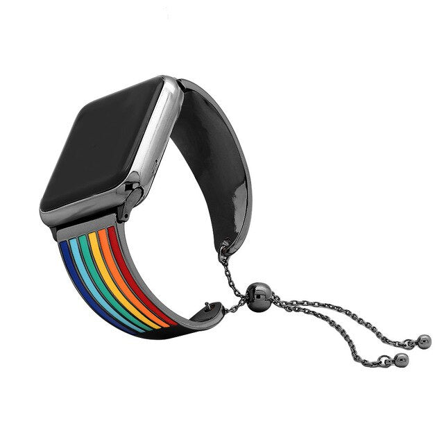 High-Quality Metal LGBT Rainbow Colorful Cuff Steel Strap Series 7 6 5