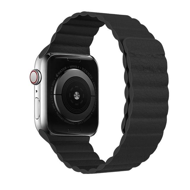 Watchbands Black / 38mm or 40mm Leather loop for Apple Watch 6 band 44mm 40mm iWatch 38mm 42mm Accessories Magnetic watchbands belt bracelet for series 5 4 3 SE|Watchbands|