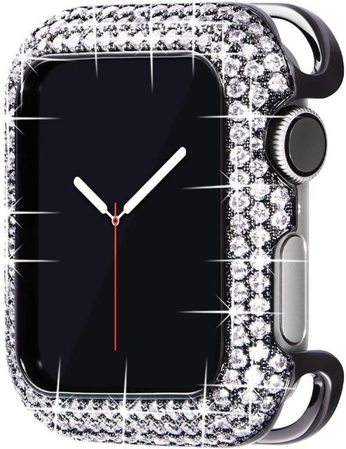 Watch Cases black / 38mm series 1 2 3 Luxury Bling Cases For Apple Watch Diamond Bumper Protective Case for Apple Watch Cover 38MM 42MM 40MM 44MM Series 6 SE 5 4 3 2|Watch Cases