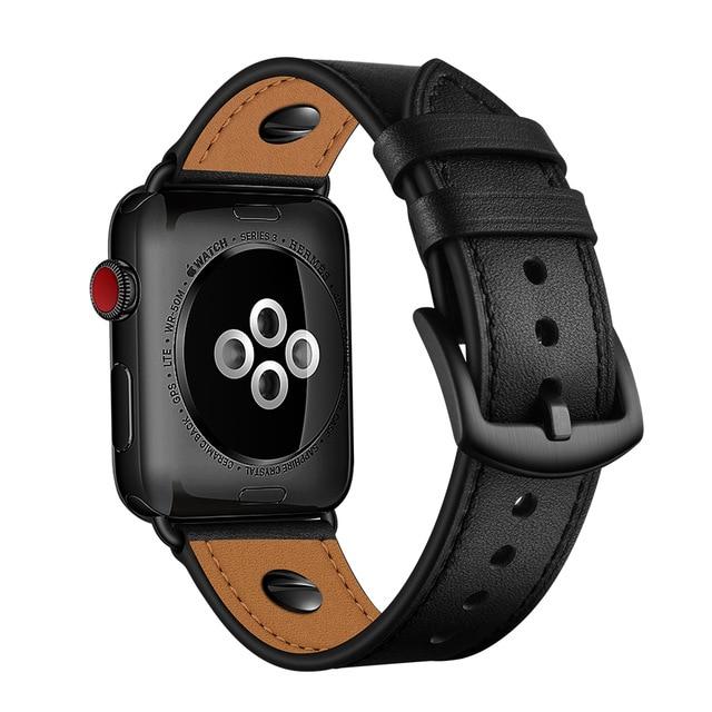 Watchbands black / 38mm or 40mm Italy Leather strap for Apple watch band 44mm 40mm 42mm 38mm High Grade watchband belt bracelet iWatch series 3 4 5 se 6 band|Watchbands|
