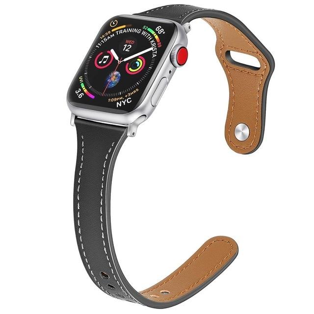 Watchbands black / 38mm or 40mm S Leather loop strap For Apple watch 5 band 44mm 40mm iWatch band 38mm 42mm Slim watchband bracelet pulseira Apple watch 5 4 3 2 1|Watchbands|