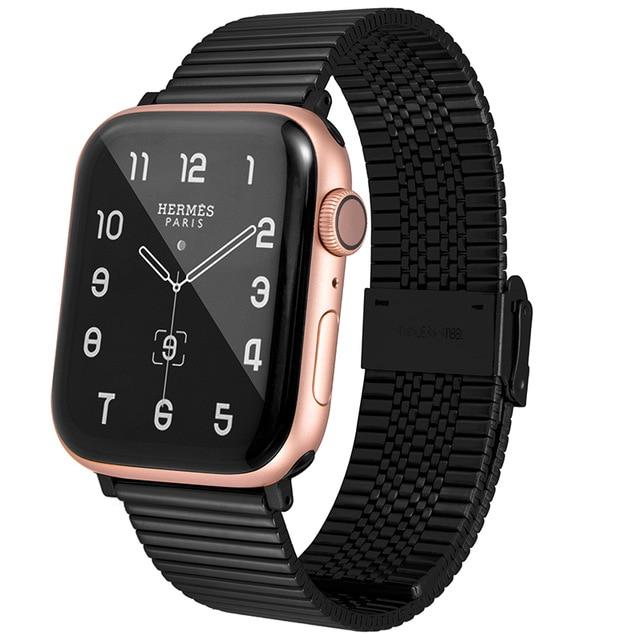 Watchbands Black / 38mm and 40mm Stainless Steel Strap For Apple Watch band 42mm 38mm 1/2/3/4 Metal Watchband Bracelet Band for iWatch Series 4 5 6 SE 44mm 40mm|Watchbands|