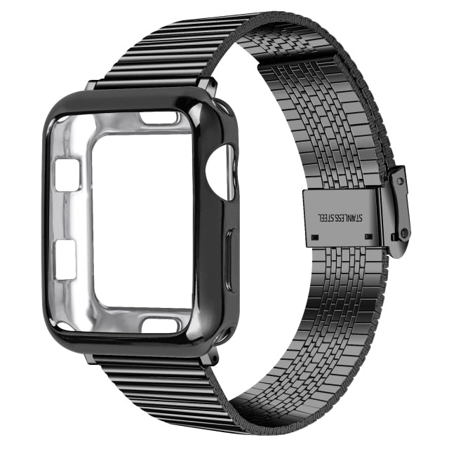 Case + High Quality Steel Strap for Apple Watch Series 6 5 4 Luxury Metal Bracelet Wristband iWatch 38mm 40mm 42mm 44mm |Watchbands|
