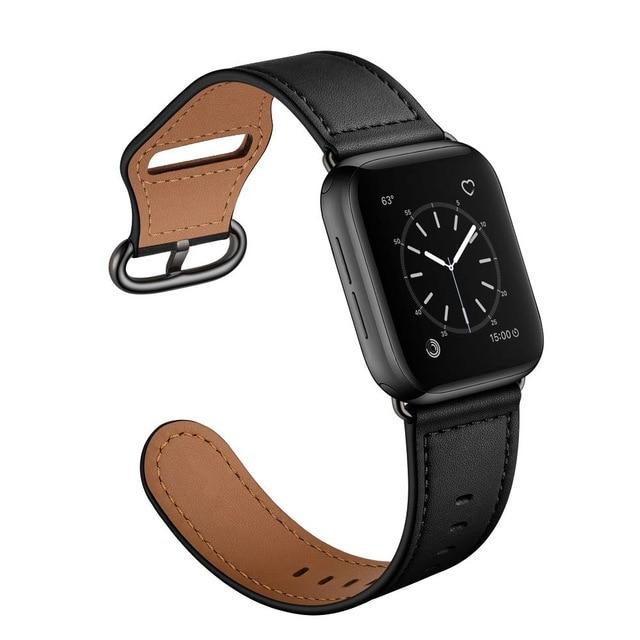 Watchbands black / 38mm or 40mm Leather strap For Apple watch band 44mm 40mm iWatch band 42mm 38mm Genuine Leather belt bracelet Apple watch series 3 4 5 se 6|Watchbands|