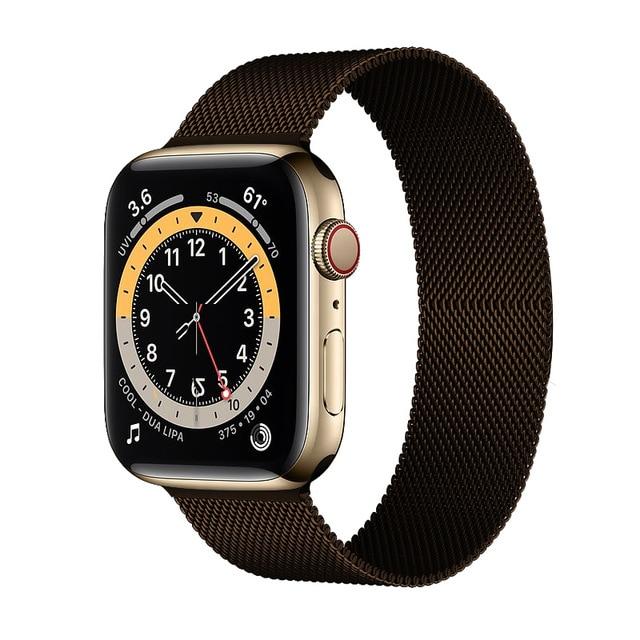 Watchbands brown / 38mm or 40mm Milanese Loop Strap For Apple watch band 44mm 40mm 42mm 38mm Stainless steel Metal bracelet correa iWatch series 3 4 5 SE 6|Watchbands|