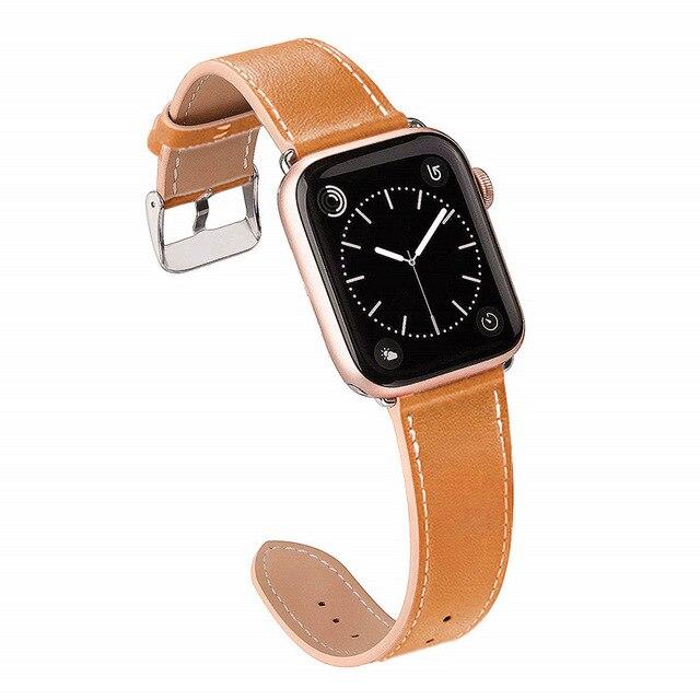 Watchbands brown / 38mm OR 40mm Genuine Leather strap for Apple Watch band 44 mm/40mm iWatch band 42mm 38mm High quality Textured bracelet Apple watch 5 4 3 2 1|strap band|single tourband for apple watch