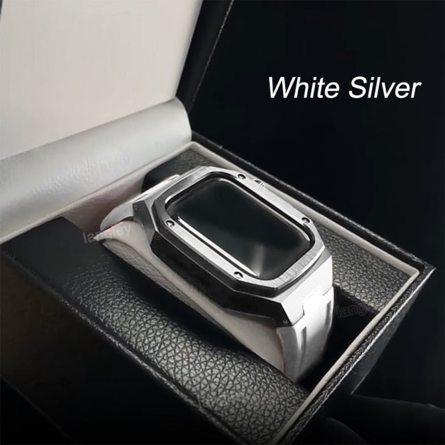 Metal Case for Apple Watch Bracelet Series 7 6 5 4 Men Wrist Silicone Belt iWatch38/40/41mm 42/44/45mm Premium Steel Strap |Watchbands|