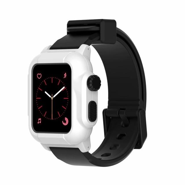 Watchbands Black White case / 44mm Waterproof strap for apple Watch 5 band 44mm 40m iWatch band 42mm Full Protector case+Luminous bracelet for apple watch 3 4 38mm|Watchbands|