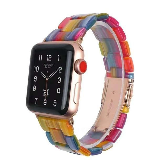 Watchbands color / 42mm or 44mm Resin Watch strap for apple watch 5 4 band 42mm 38mm correa transparent steel for iwatch series 5 4 3/2/1 watchband 44mm 40mm|Watchbands