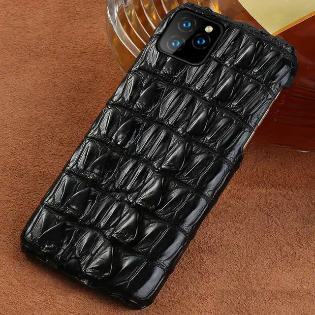 21％ Off | 100％ Genuine Crocodile Leather Phone Case For Apple iPhone 15 11 12 13 14 Pro Max 12 Min XR X XS 7 8 Plus SE 2020 Back Cover