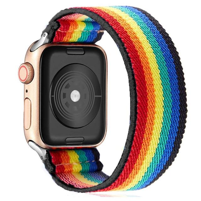 Watchbands rainbow / 38mm or 40mm Scrunchie Strap for Apple watch band 40mm 38mm 44mm 42mm Bohemia Elastic belt solo loop bracelet iWatch series 3 4 5 se 6 band|Watchbands|