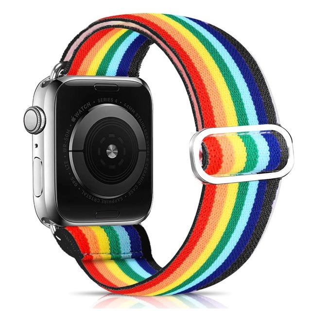 Watchbands rainbow / 38mm or 40mm Scrunchie Strap for Apple watch band 40mm 38mm 44mm 42mm Bohemia Elastic belt solo loop bracelet iWatch series 3 4 5 se 6 band|Watchbands