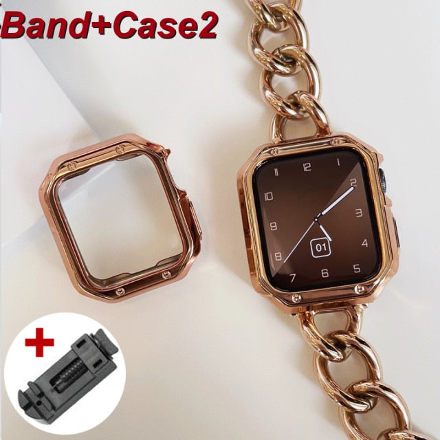 Luxury Women Strap For Apple Watch Series 8 7 6 5 Metal Lady Link Band