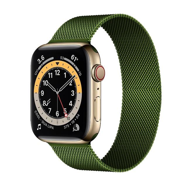Watchbands green / 38mm or 40mm Milanese Loop Strap For Apple watch band 44mm 40mm 42mm 38mm Stainless steel Metal bracelet correa iWatch series 3 4 5 SE 6|Watchbands|