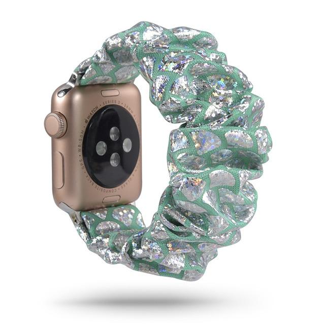 Watchbands green / 38mm Bling Scrunchies Elastic Strap for Apple Watch 5 4 Band 38mm 40mm Fabric Strap 42mm 44mm Series 5 4 3 2 Bracelet Watchband|Watchbands|