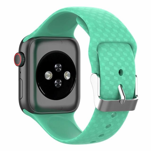 Watchbands Green / 38mm or 40mm 3D Texture Strap for Apple watch band 44mm 40mm Sport Silicone belt watchband bracelet iWatch 38mm 42mm series 3 4 5 se 6 band|Watchbands|