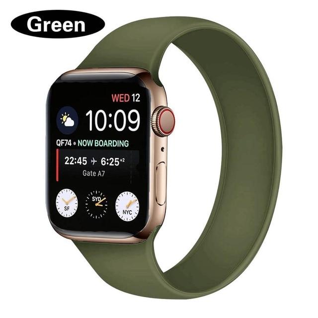 Watchbands Green / 38 40 mm S 130-150mm Solo Strap for Apple Watch 6 Band 44mm 40mm iWatch serie 4/5/6/SE Elastic Belt Silicone Loop bracelet for Apple watch 38mm 42mm|Watchbands|