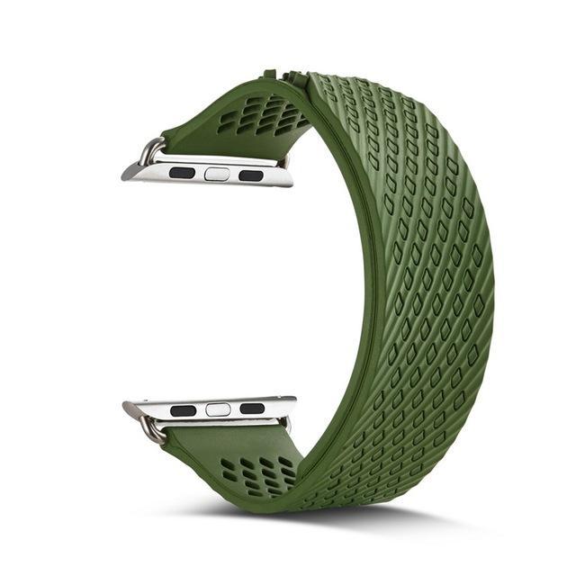 Watchbands green / 38mm silicone Sport band For Apple Watch 5 4 3 40mm/44mm iwatch series 5 4 3 2 1 42mm 38mm weave rubbers strap wrist bracelet belt|Watchbands|