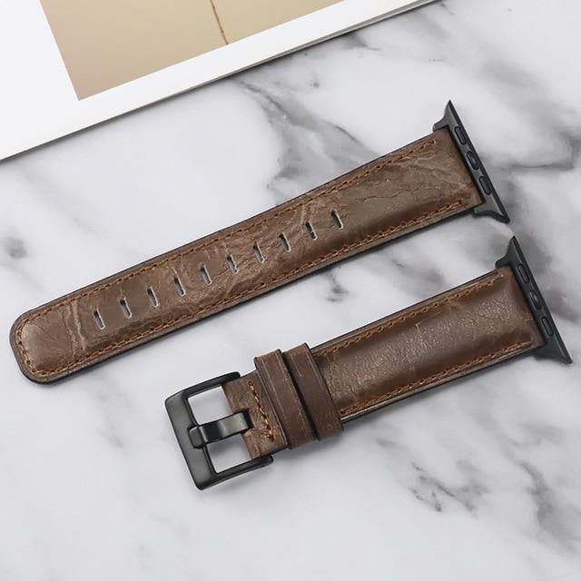 Watchbands A-Dark brown / 38mm Leather Band Loop Strap For Apple Watch 6 SE 5 4 3 2 1 38mm 42mm Sports Leather Watch Band For Apple watch 40mm 44mm Bracelet|Watchbands|