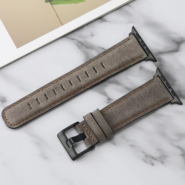 Watchbands A-Gray / 38mm Leather Band Loop Strap For Apple Watch 6 SE 5 4 3 2 1 38mm 42mm Sports Leather Watch Band For Apple watch 40mm 44mm Bracelet|Watchbands|