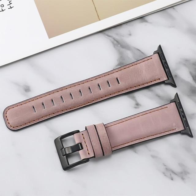 Watchbands A-Pink / 38mm Leather Band Loop Strap For Apple Watch 6 SE 5 4 3 2 1 38mm 42mm Sports Leather Watch Band For Apple watch 40mm 44mm Bracelet|Watchbands|