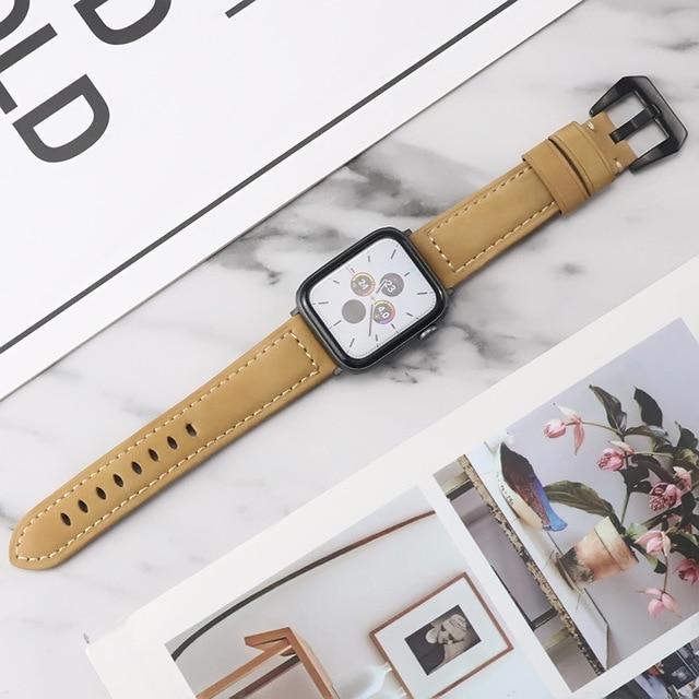 Watchbands B-Light Brown / 38mm Leather Band Loop Strap For Apple Watch 6 SE 5 4 3 2 1 38mm 42mm Sports Leather Watch Band For Apple watch 40mm 44mm Bracelet|Watchbands|