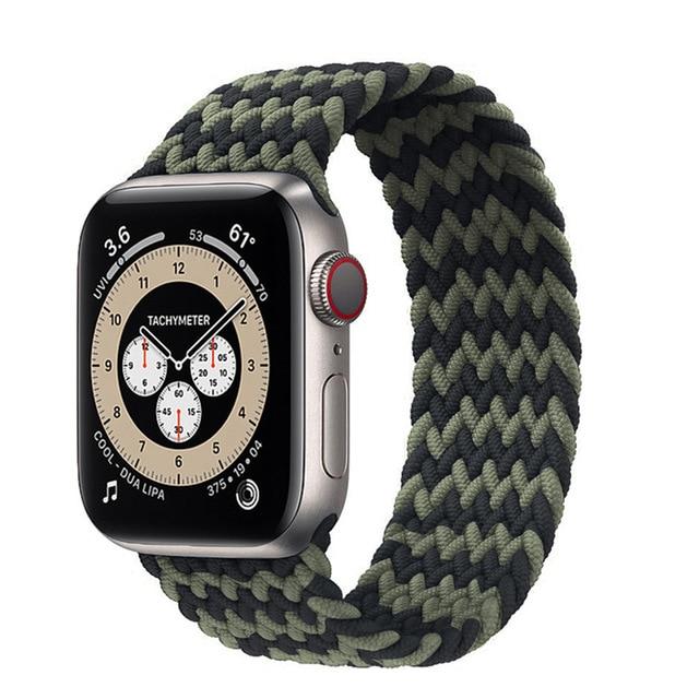 Watchbands Black Green / 38mm or 40mm / SS Braided Solo Loop strap For Apple watch band 44mm 40mm 38mm 42mm FABRIC Elastic belt Nylon bracelet iWatch series3 4 5 se 6 band|Watchbands|