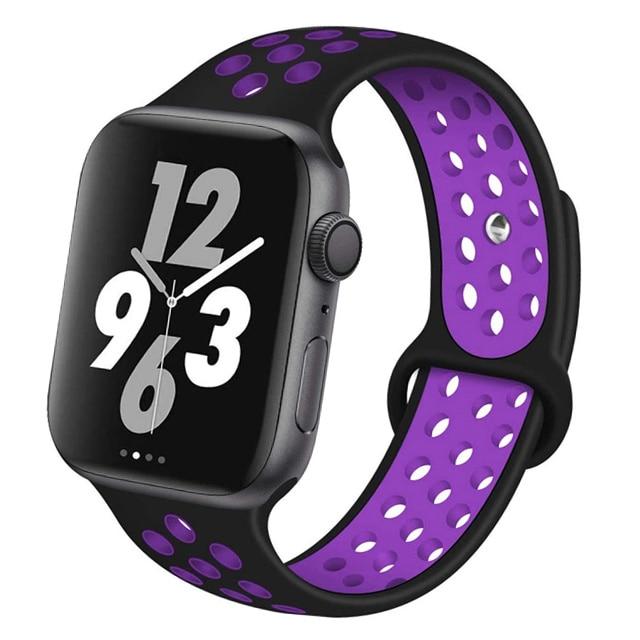 Watchbands Black Hyper Grape / 42mm-44mm S Silicone Strap For Apple watch band 44 mm/40mm 42mm/38mm Breathable for iWatch 42 40 bracelet series 5 4 3 44mm 42 40 38 mm|Watchbands|