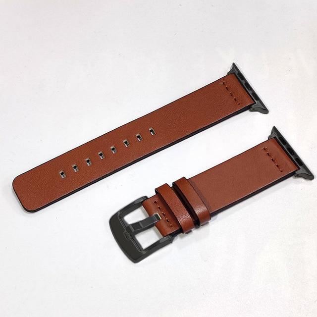 Watchbands Black Orange / 38 40mm for Apple Origianl Genuine Leather band for Apple Watch 6 5 4 3 Sport Watch Strap Band Quick Release Loop Bracelet 38 40 42 44mm connector|Watchbands