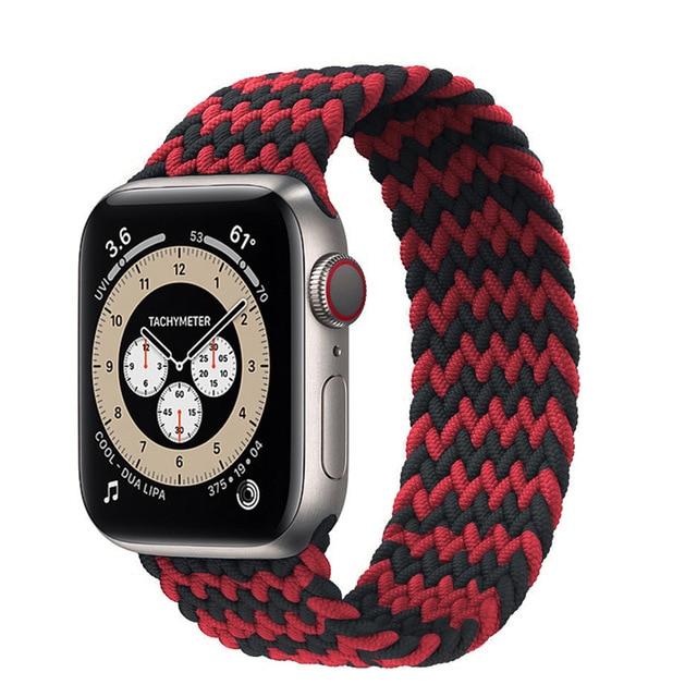 Watchbands Black Red / 38mm or 40mm / SS Braided Solo Loop strap For Apple watch band 44mm 40mm 38mm 42mm FABRIC Elastic belt Nylon bracelet iWatch series3 4 5 se 6 band|Watchbands|